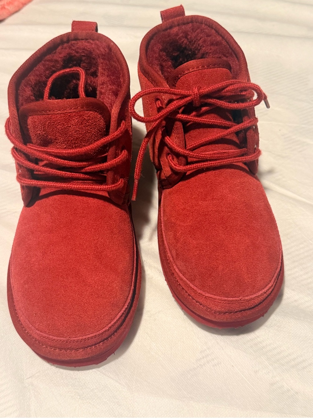 Red Suede Lace-Up Winter Boots